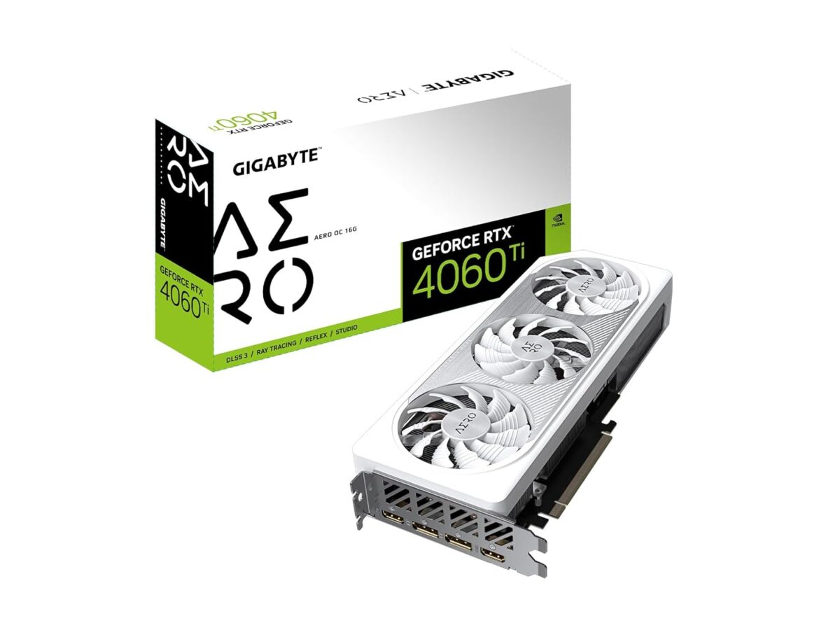 Gigabyte GeForce RTX 4060 Ti AERO OC 16G Graphics Card, 3X WINDFORCE Fans, 16GB 128-bit GDDR6, GV-N406TAERO OC-16GD Video Card